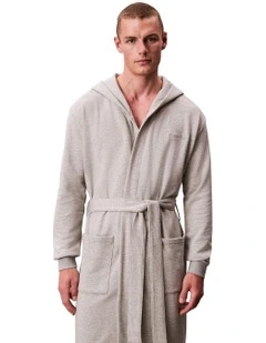 Icon Cotton Terry Hooded Robe in Grey Heather