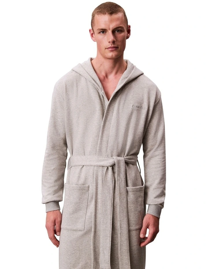 Icon Cotton Terry Hooded Robe in Grey Heather image 1
