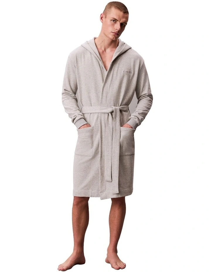 Icon Cotton Terry Hooded Robe in Grey Heather image 3
