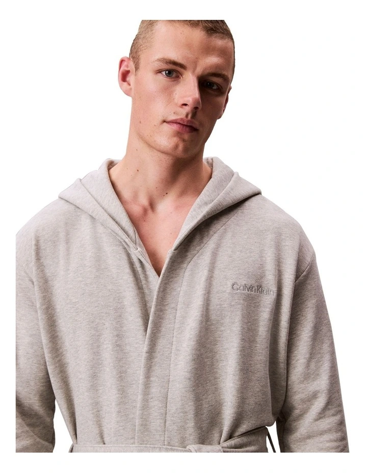 Icon Cotton Terry Hooded Robe in Grey Heather image 5