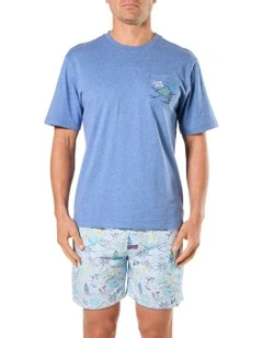 Vacay Mode Bamboo Tee & Poplin Short Pyjama Set in Multi