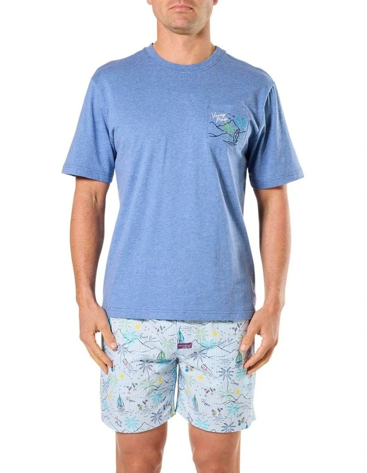 Vacay Mode Bamboo Tee & Poplin Short Pyjama Set in Multi image 1