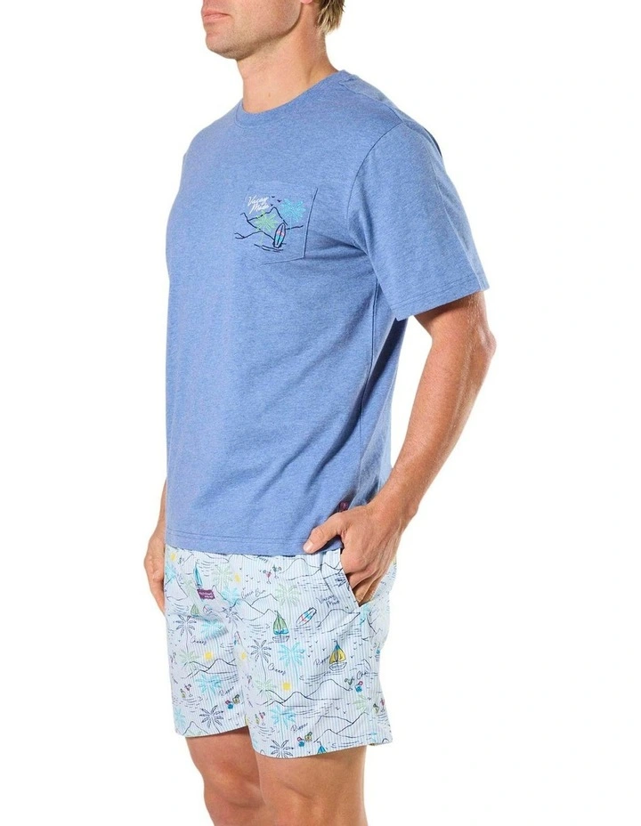 Vacay Mode Bamboo Tee & Poplin Short Pyjama Set in Multi image 3