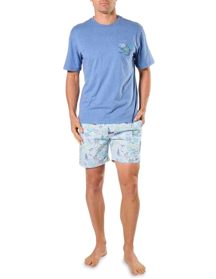 Vacay Mode Bamboo Tee & Poplin Short Pyjama Set in Multi image 4