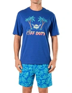 Off Duty Knit Pyjama Set in Blue
