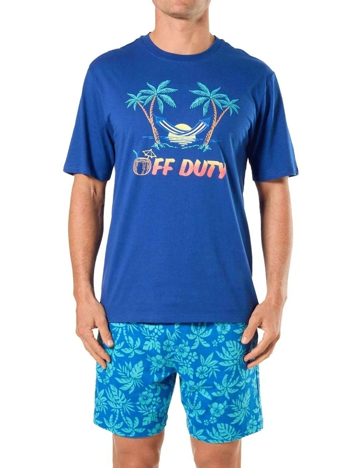 Off Duty Knit Pyjama Set in Blue image 1