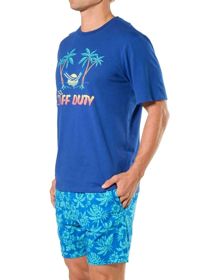 Off Duty Knit Pyjama Set in Blue image 3