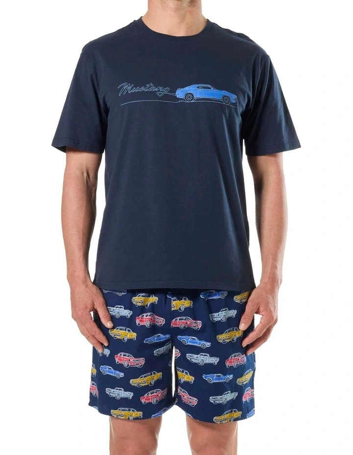 Mustang Knit Woven Pyjama Set in Navy image 1