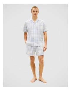 Woven Linen Short Set in Spring Plaid