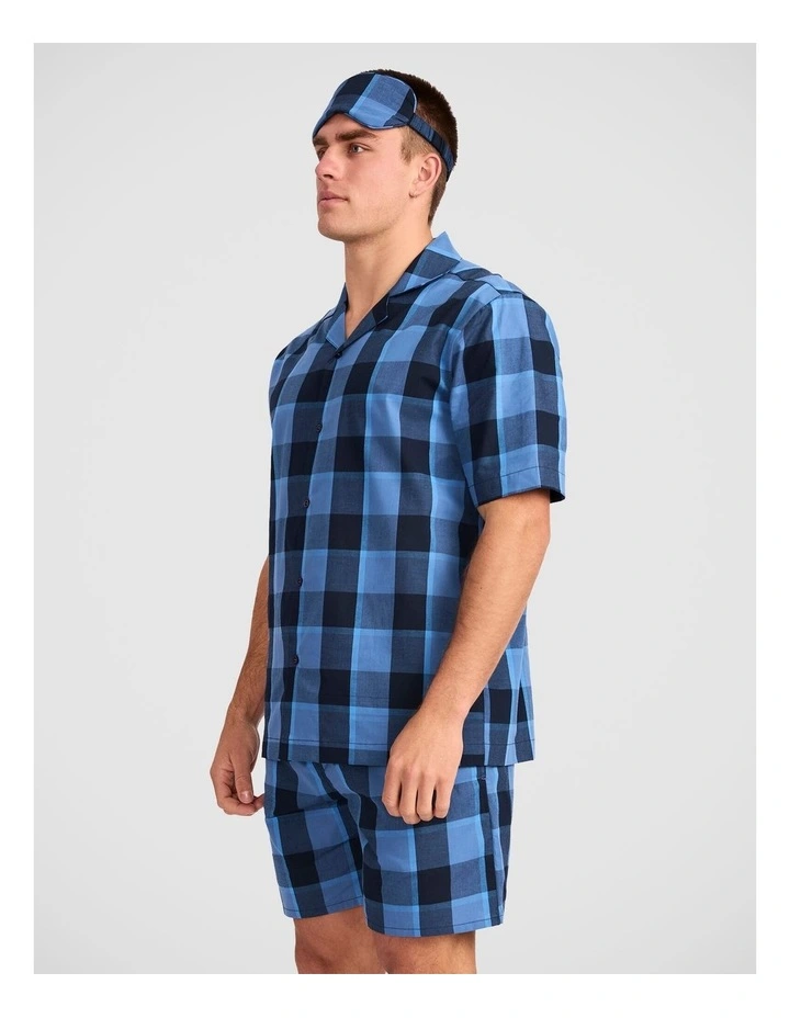 Classic Blue Check Woven PJ SET with Sleep Mask (Boxed Gift Set) image 4