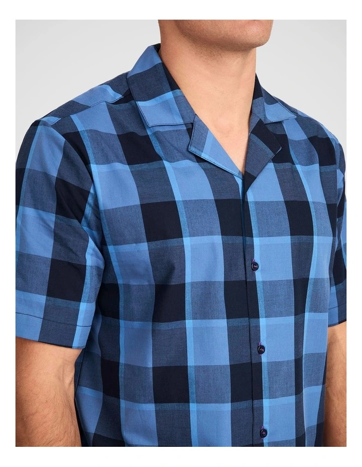 Classic Blue Check Woven PJ SET with Sleep Mask (Boxed Gift Set) image 5