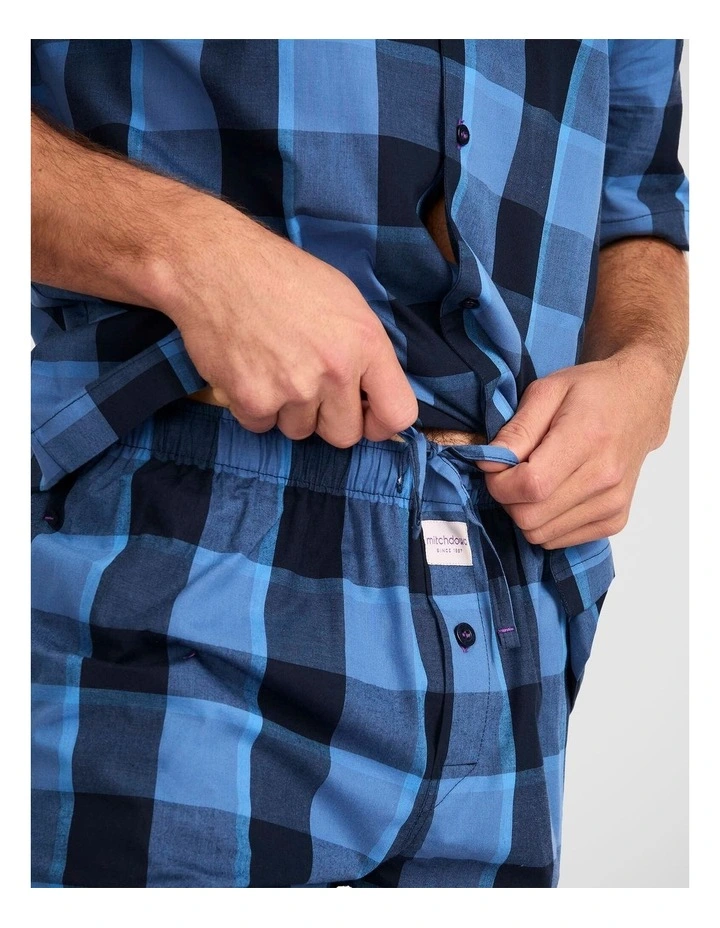 Classic Blue Check Woven PJ SET with Sleep Mask (Boxed Gift Set) image 6