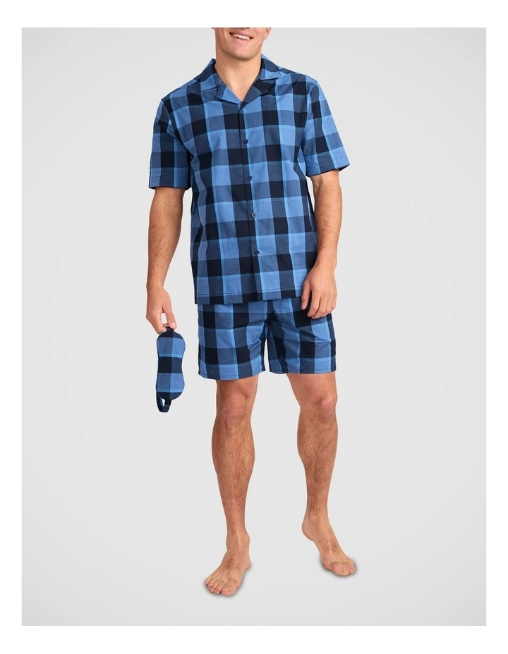 Classic Blue Check Woven PJ SET with Sleep Mask (Boxed Gift Set) image 7