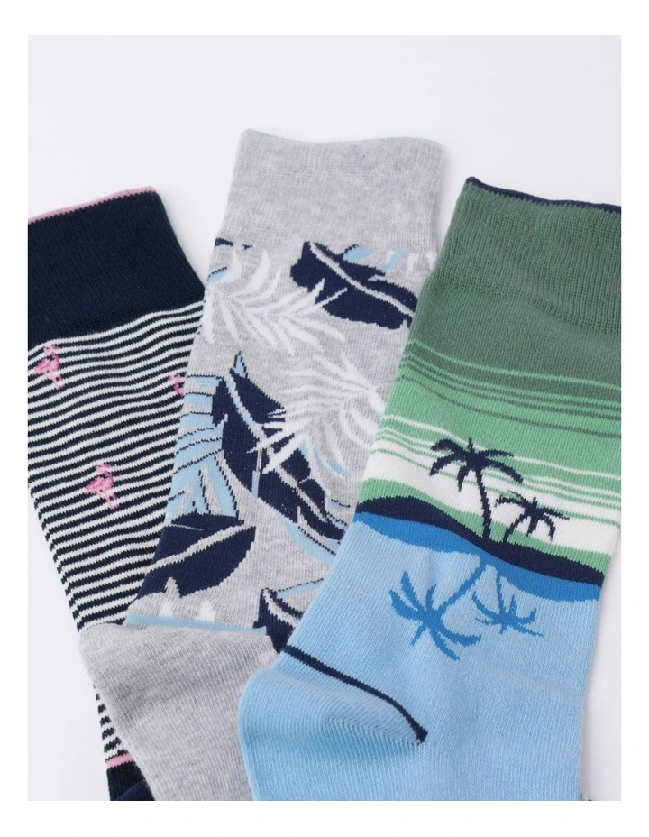3 Pack Tropical Socks in Assorted image 2