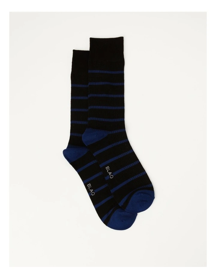 Bamboo Ribbed Stripe Sock in Black image 1