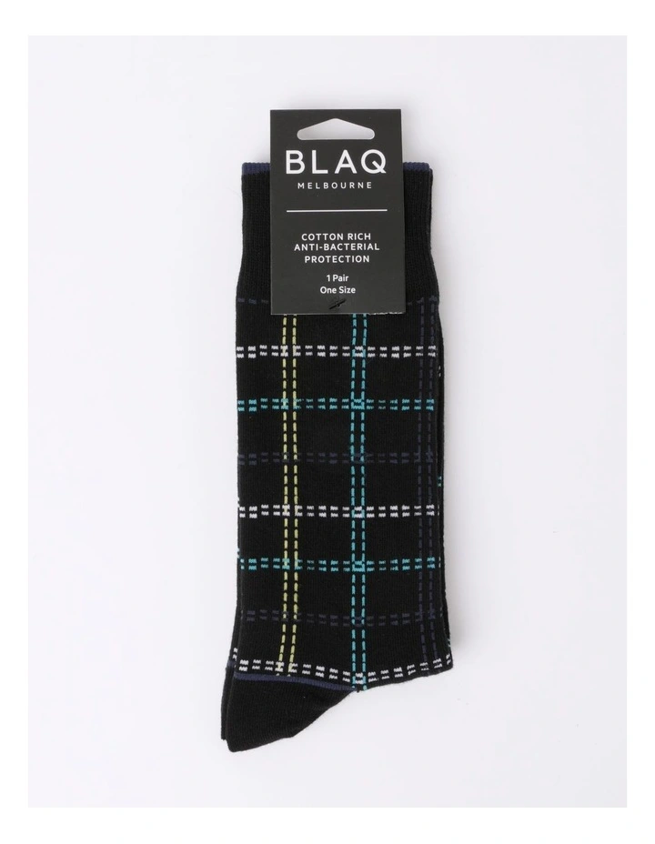 Window Pane Check Sock in Black image 3