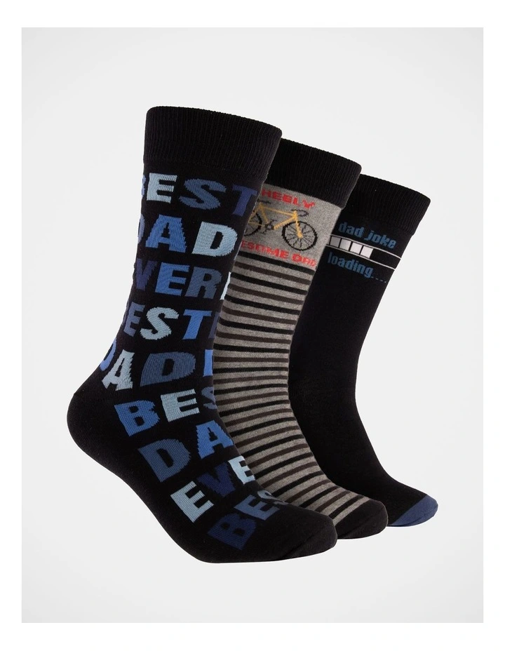 3 Pack Dad Socks Gift Pack in Assorted image 1