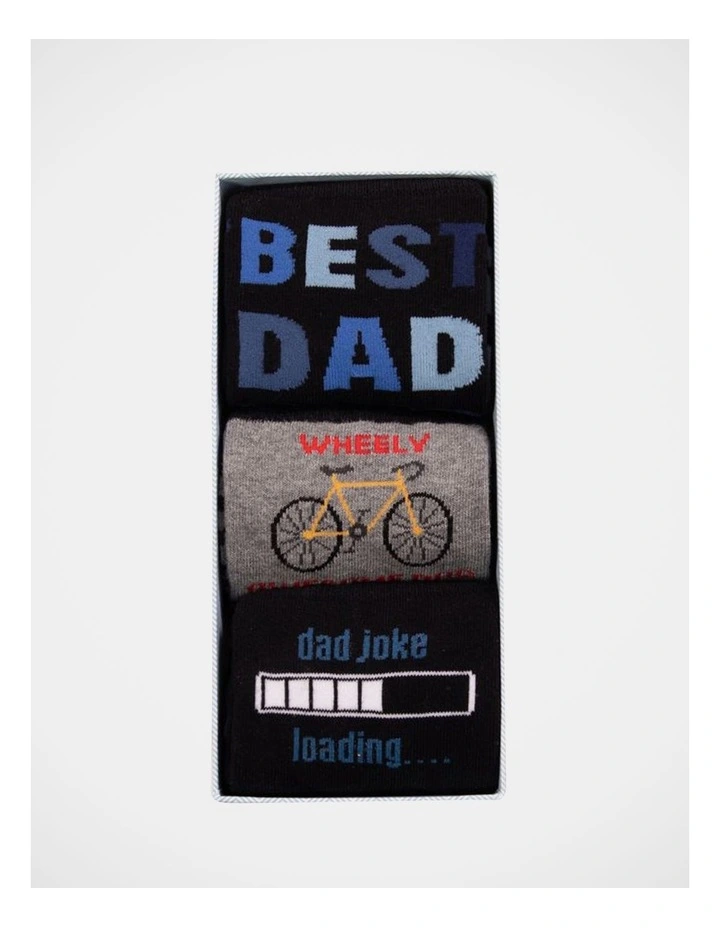 3 Pack Dad Socks Gift Pack in Assorted image 5