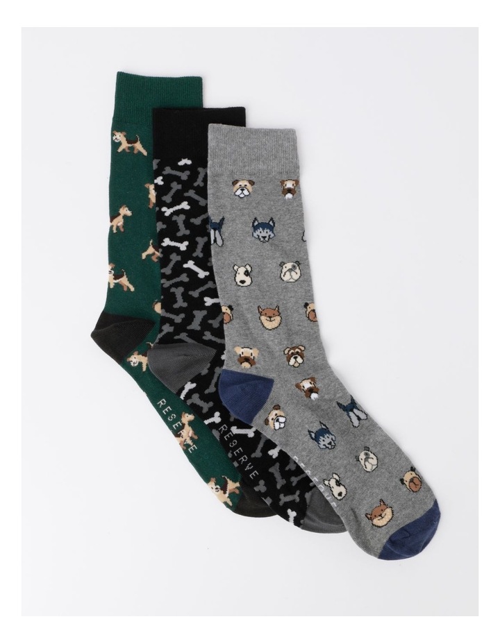 3 Pack Dogs Socks in Multi Assorted