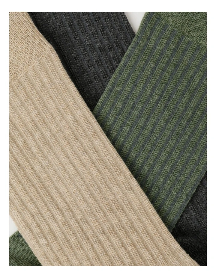 3 Pack Marle Rib Socks in Assorted image 3