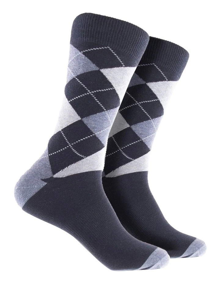 Men's Cotton Pattern Socks 5 Pack in blue image 2