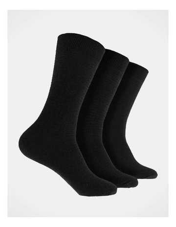 Men's Organic Bamboo Textured Socks 3 Pack in black