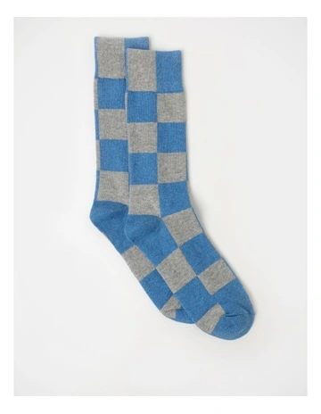 Square Up Socks in Blue