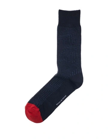 1 Pair Textured Maze Cotton Crew Men's Socks in Black