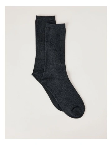 Twist Rib Boot Socks in Charcoal