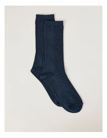 Twist Rib Boot Socks in Navy