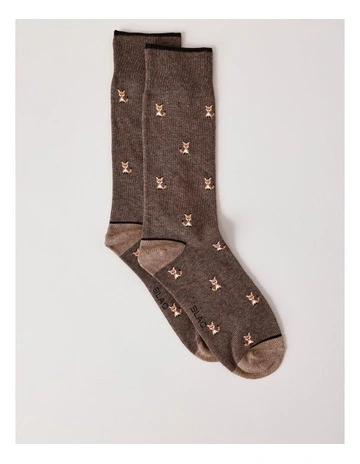 Fox Socks in Latte Marle