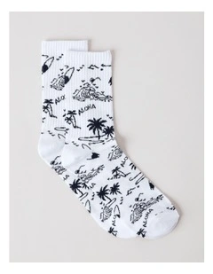 Surf Rib 3/4 Crew Socks in White