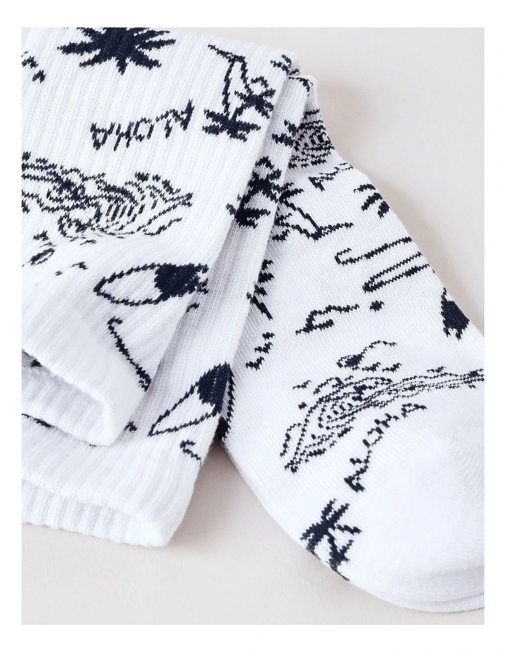 Surf Rib 3/4 Crew Socks in White image 2