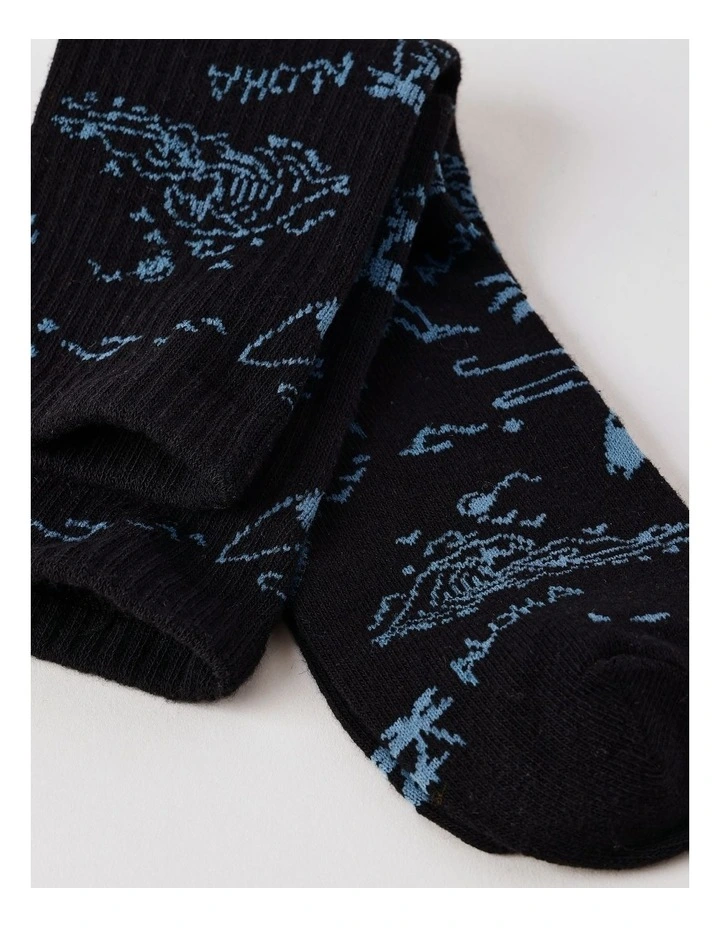 Surf Rib 3/4 Crew Socks in Black image 2