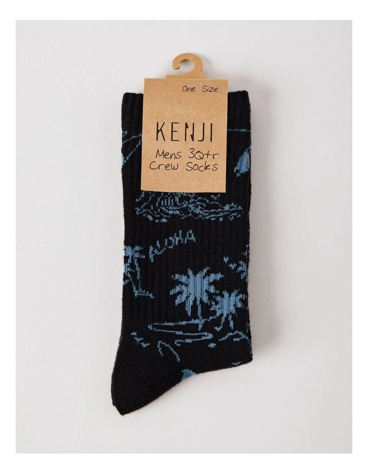 Surf Rib 3/4 Crew Socks in Black image 3