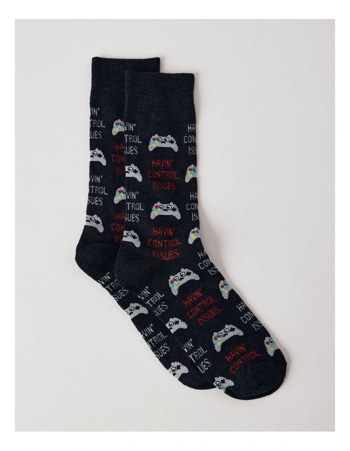 Control Socks in Deep Navy Marle image 1