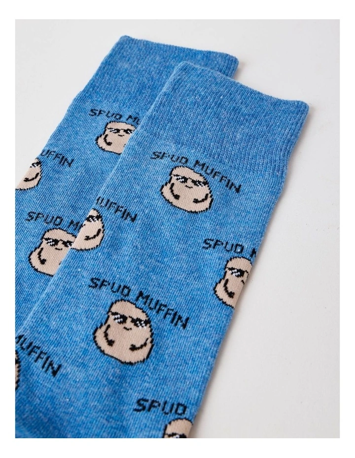 Spud Muffin Socks in French Blue Marle image 2
