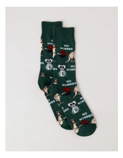 No Worries Socks in Jasper Green