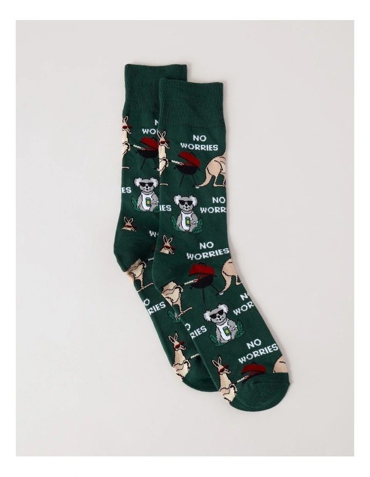 No Worries Socks in Jasper Green image 1