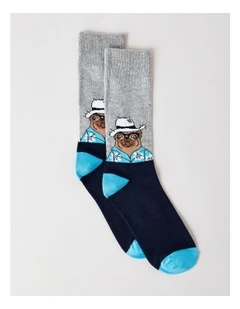 Pug Socks in French Navy