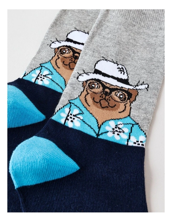 Pug Socks in French Navy image 2