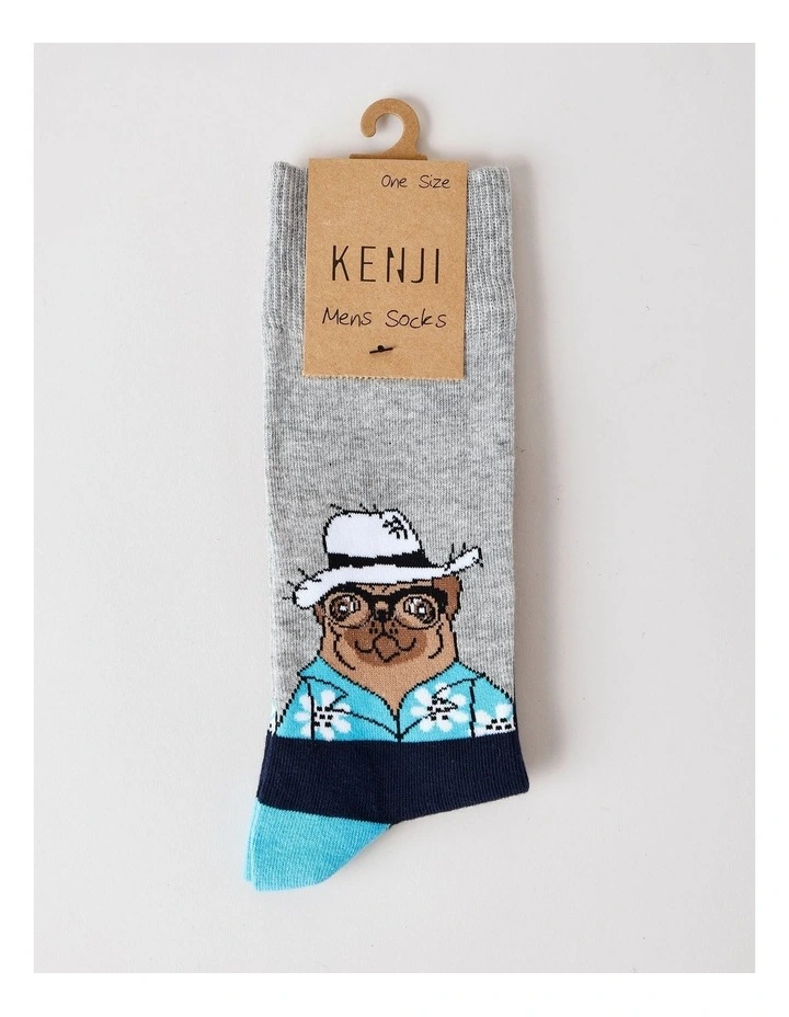 Pug Socks in French Navy image 3