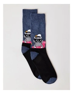 Cat Socks in Smoky Blue Marle