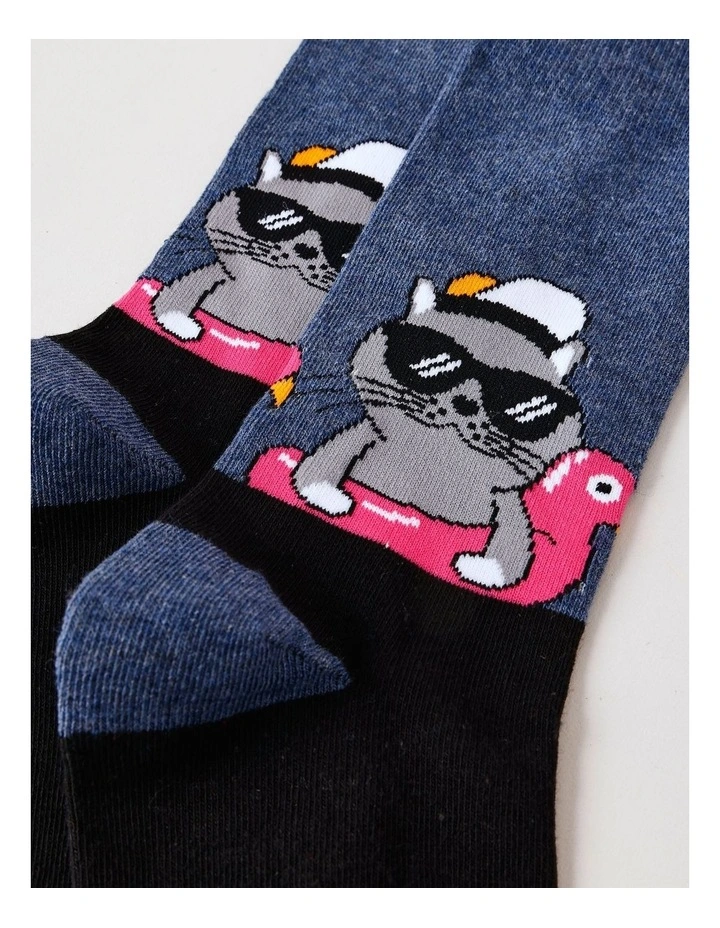 Cat Socks in Smoky Blue Marle image 2