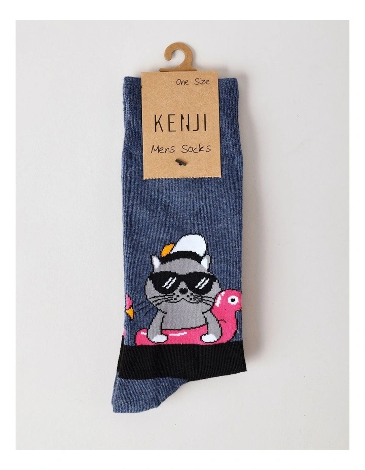 Cat Socks in Smoky Blue Marle image 3