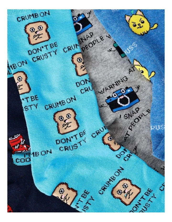 4 Pack Attitude Crew Socks in Assorted image 2