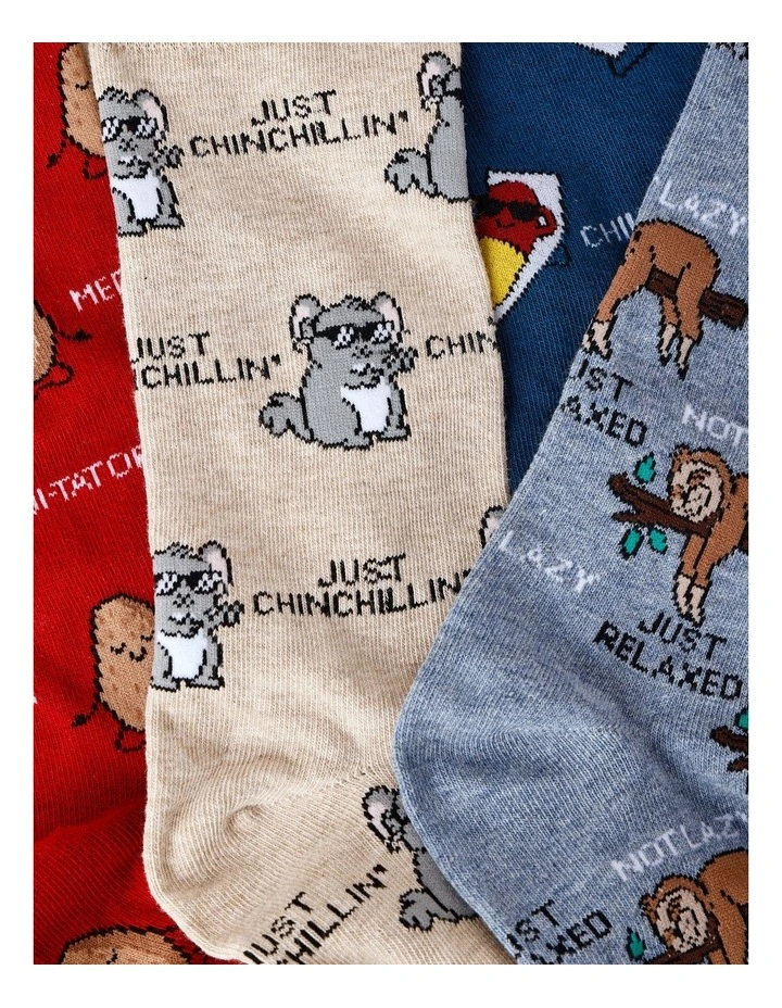 4 Pack Chill Crew Socks in Assorted image 2