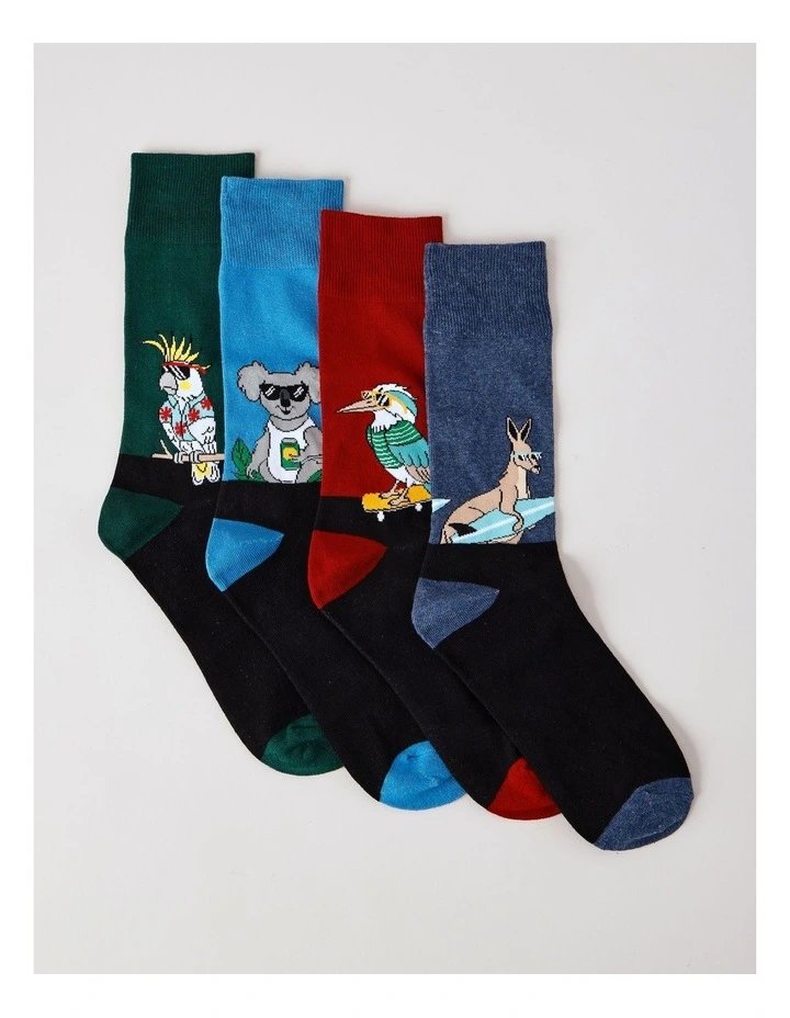 4 Pack Aussie Socks in Assorted image 1