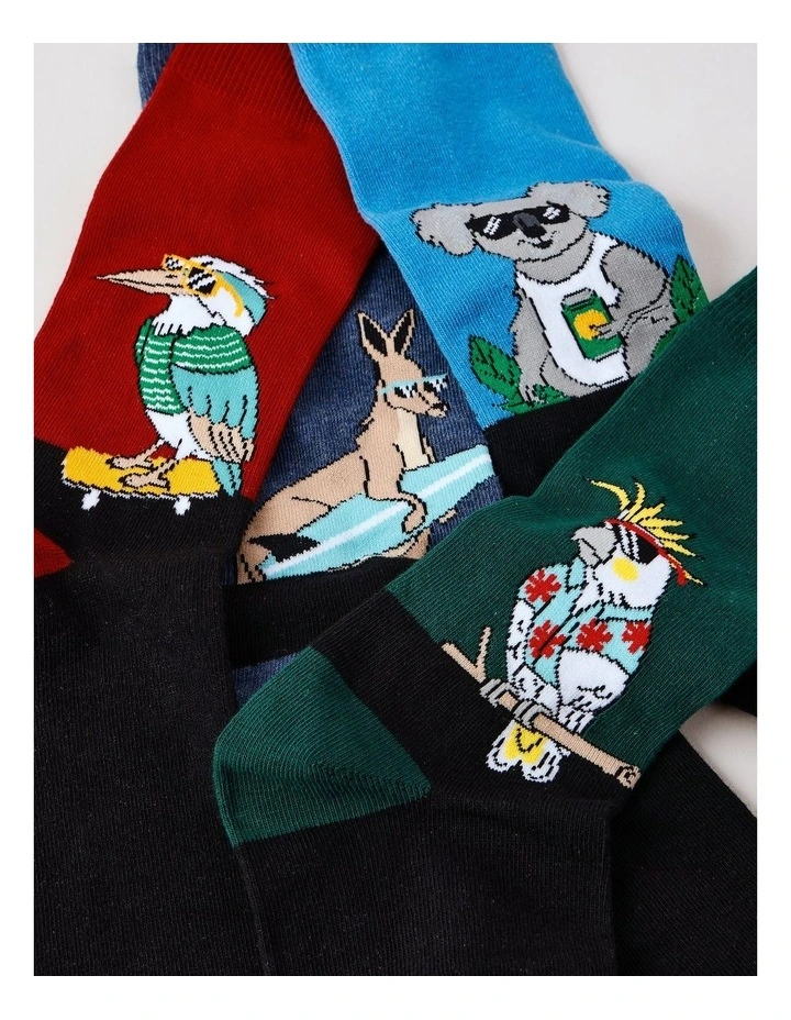 4 Pack Aussie Socks in Assorted image 2