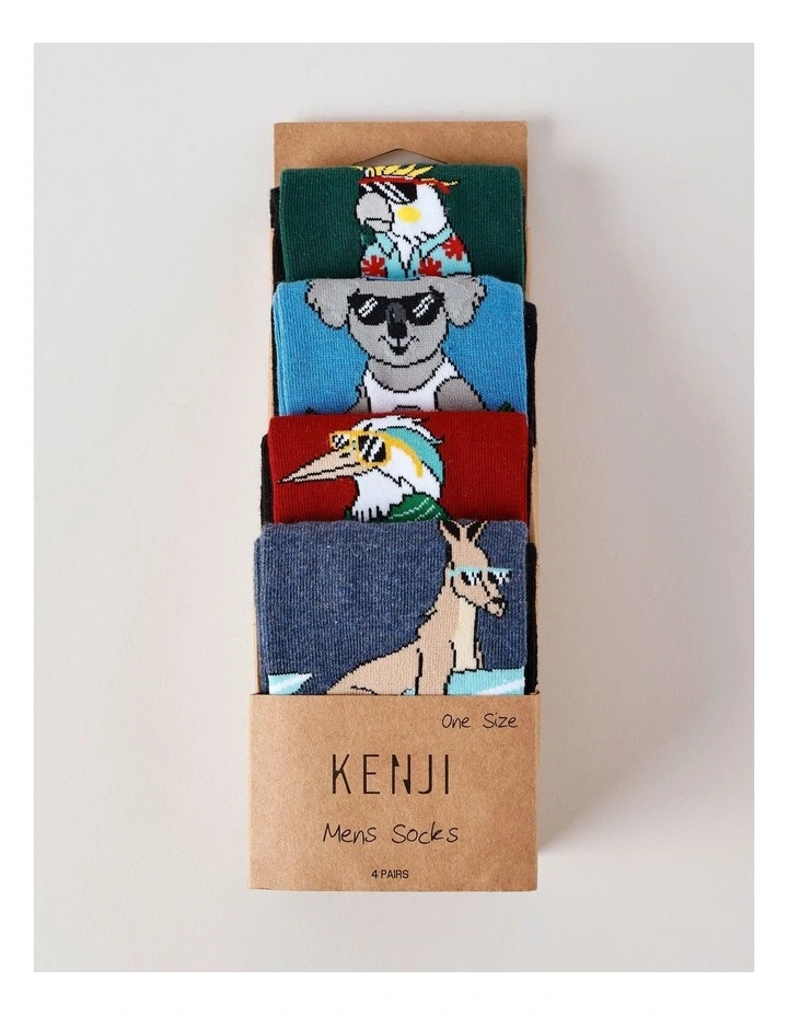 4 Pack Aussie Socks in Assorted image 3